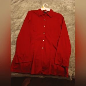 NWOT Women's New York & Co Red Long Sleeve Button Down Dress Shirt Size M
